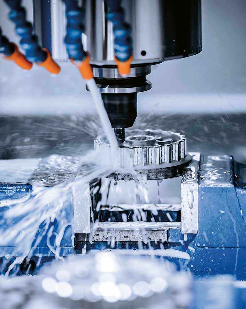 Metalworking CNC milling machine. Cutting metal modern processing technology.